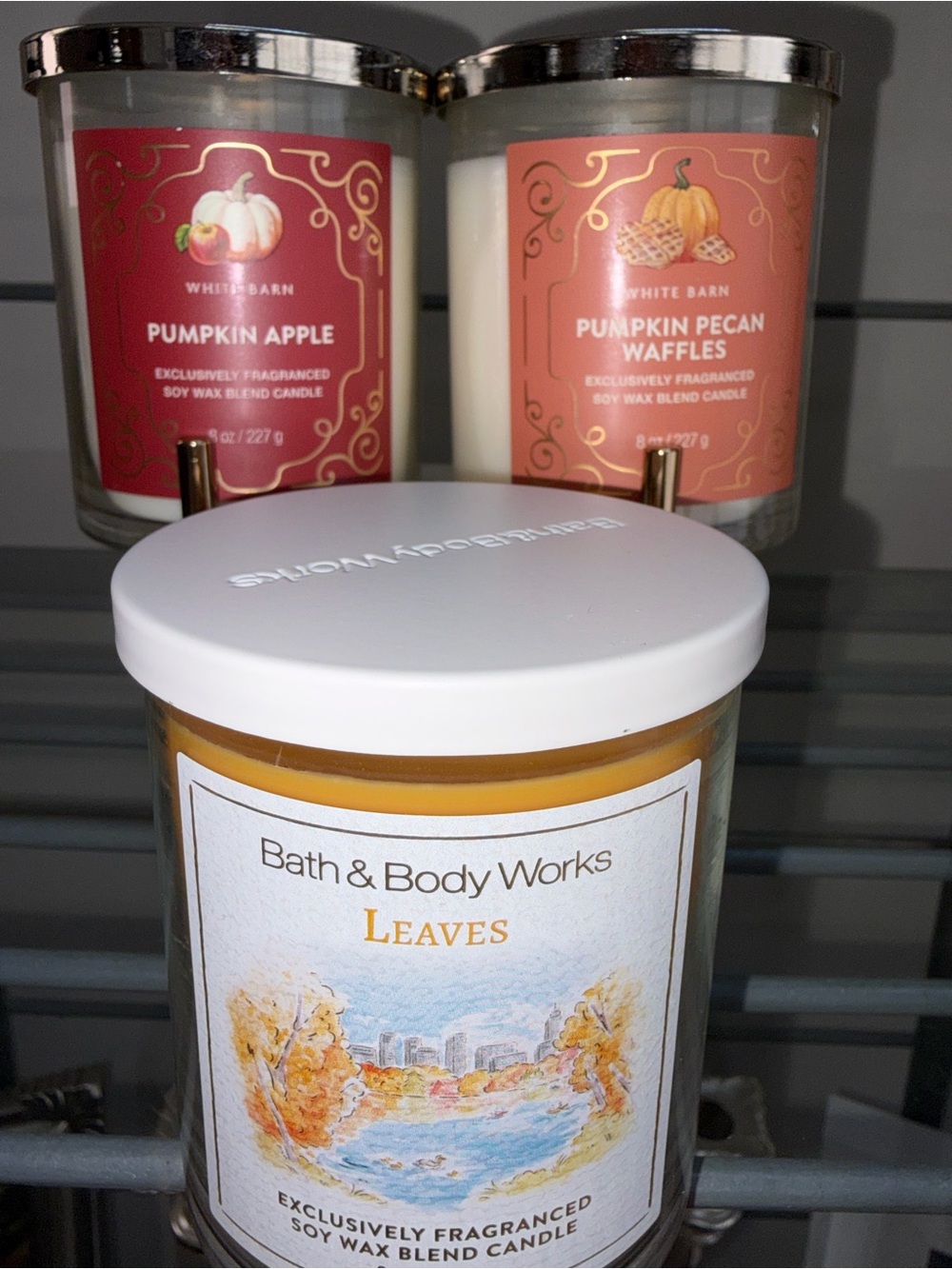 Bath & Body Works Leaves,Pumpkin Pecan Waffles,Pumpkin Apple Single Wick Candle